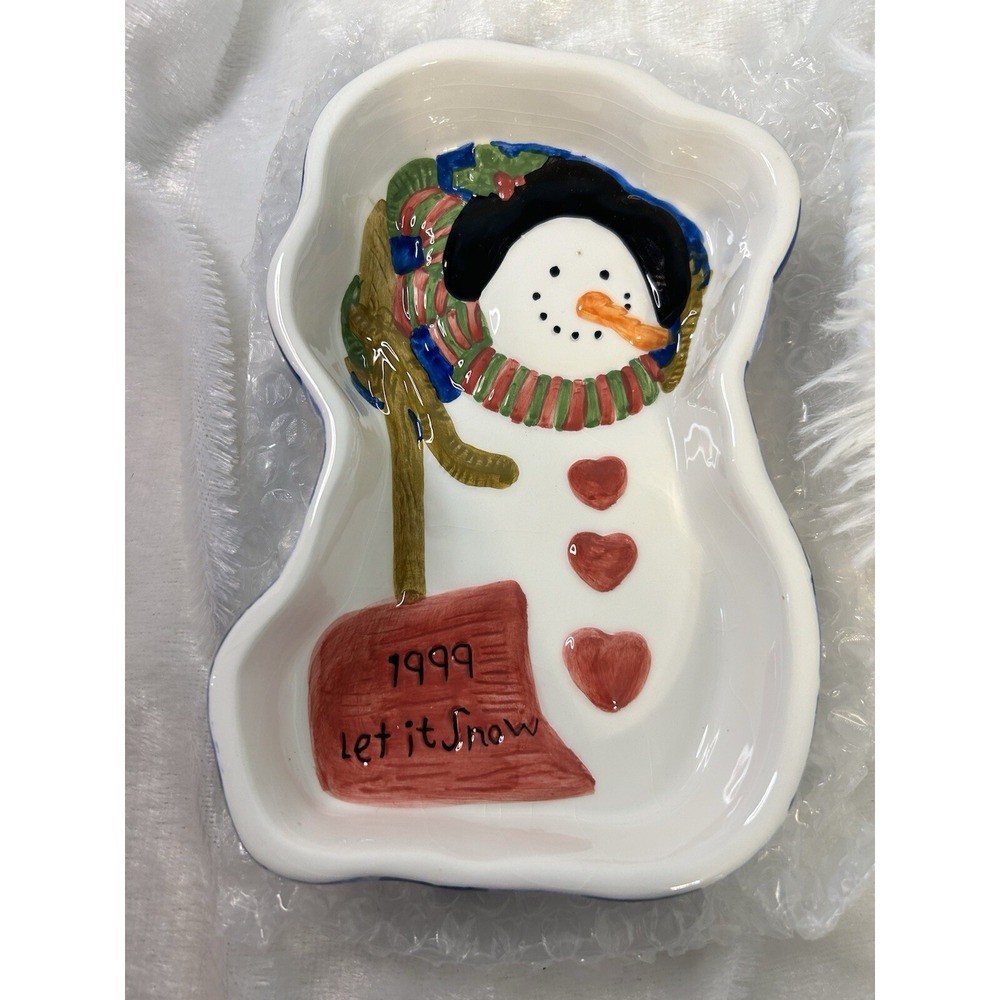 Vintage 1999 Snowman home Trends  Candy‎ Bowl. New Christmas Retro Decor parties